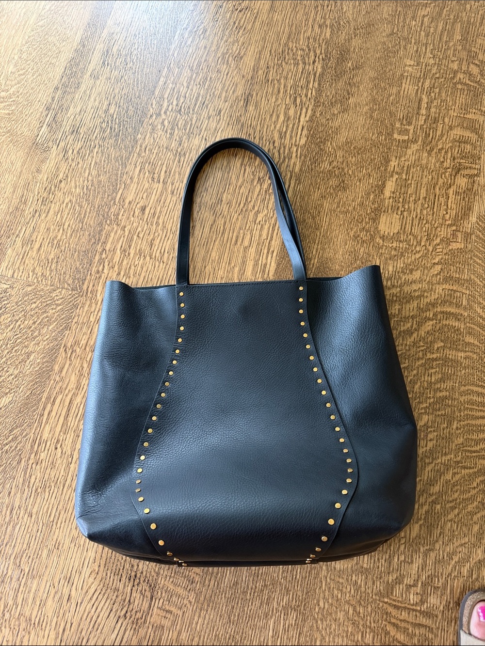 Madewell Black Leather Studded Tote Bag - Classic Everyday Carry